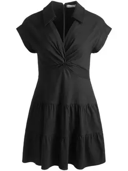 Alice + olivia мини-платье Mila с V-образным вырезом и перекрученным передом, черный