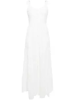 Alice + olivia платье макси из хлопка с вышивкой Shantella, белый