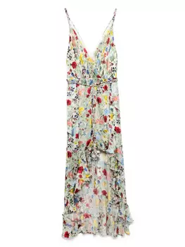 Alice + olivia платье миди с цветочным принтом, белый