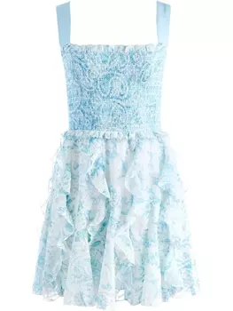 alice + olivia платье мини Joceyln со сборками, синий