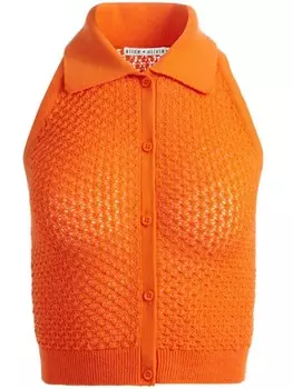 Alice + olivia топ крючком с раскладывающимся воротником от Miles, оранжевый