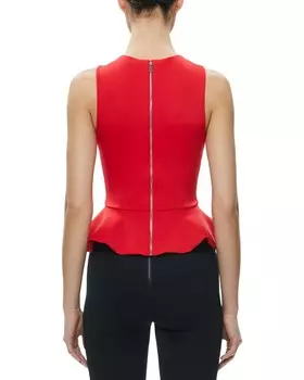 alice + olivia Топ с баской и круглым вырезом Poppy, красный