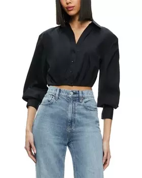 alice + olivia Укороченный блузон со складками Trudy, черный
