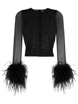 alice + olivia укороченный топ Delaina с перьями, черный