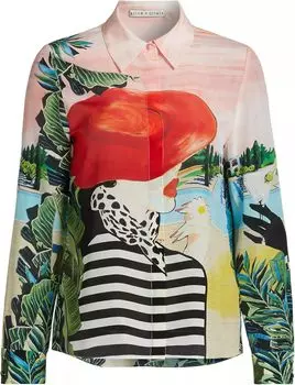 Alice + olivia Willa Placket Топ, Палм-Бич, цвет palm beach