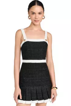 Alice + olivia Женское мини-платье Clarine Square Pleated, черное/белое с оттенком