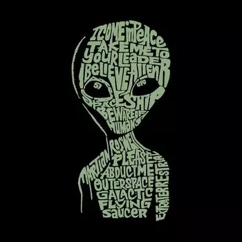 Alien — мужская футболка премиум-класса с рисунком Word Art LA Pop Art