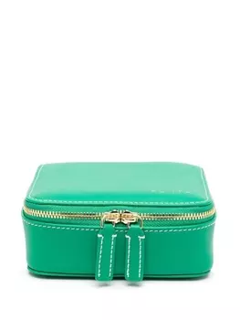 Aliita leather zip-up makeup bag, зеленый