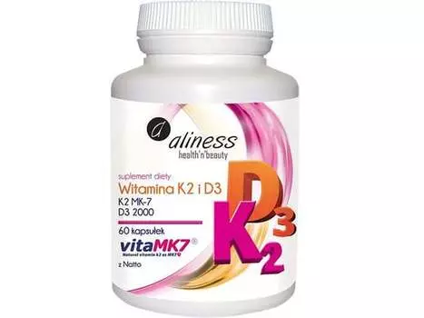 Aliness, Витамины К2 и D3, 60 капс.