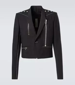 Алиса приталенный пиджак из чистой шерсти с заклепками Rick Owens, Black/Pearl