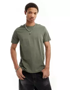 All Saints – Brace – Футболка из начесанного хлопка зеленого цвета