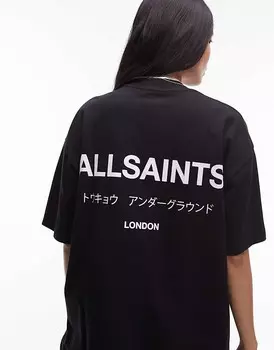 All Saints – Underground – футболка оверсайз цвета Schwarz