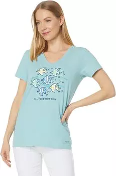 All Together Now Fish с коротким рукавом Crusher-Lite Vee Life is Good, цвет Beach Blue