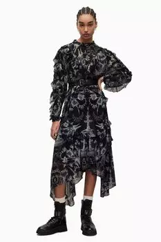 AllSaints Aurelia черное платье с короткими рукавами All Saints, черный