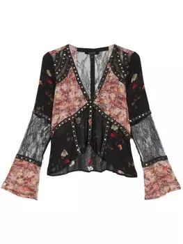 AllSaints блузка Florence со вставками, черный