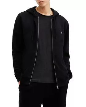 ALLSAINTS Хлопковая толстовка с капюшоном на молнии ворона, черный