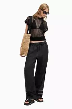 Allsaints нефритовые льняные брюки All Saints, черный