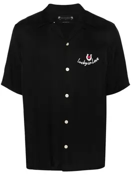 AllSaints рубашка Chanceux с вышитой надписью, черный