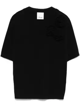 Allude джемпер с цветочной аппликацией, черный