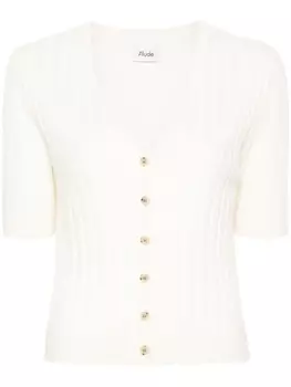 Allude кардиган из вирджинской шерсти в рубчик, нейтральный цвет