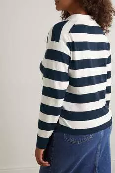 ALLUDE Полосатый свитер Serafino из смеси хлопка и кашемира, военно-морской