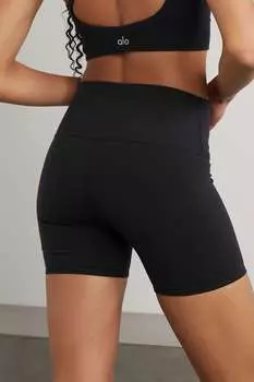 ALO YOGA Эластичные велосипедные шорты Airbrush 5 дюймов, черный