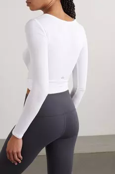 ALO YOGA Укороченный топ из эластичного модала с перекрученной кромкой, белый