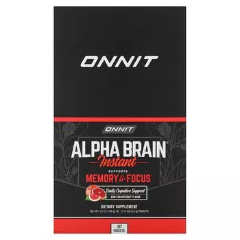 Alpha Brain Instant, Память и концентрация, рубиновый грейпфрут, 30 пакетов по 0,13 унции (3,6 г) каждый Onnit