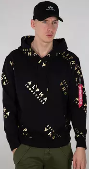 Alpha Industries AOP Foil Print Балахон, черный/золотистый