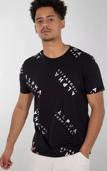 Alpha Industries AOP Foil Print Футболка, черный/серебристый