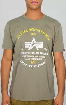 Футболка Alpha Industries Authentic Print, оливковая