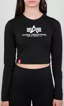 Alpha Industries Basic Cropped Дамы Длинный рукав рубашка, черный