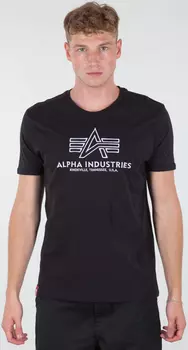 Футболка Alpha Industries Basic Embroidery, черно-белая