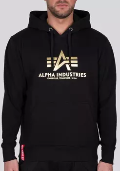 Alpha Industries Basic Foil Print Балахон, черный/золотистый