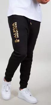 Alpha Industries Basic Foil Print Потные штаны, черный/золото