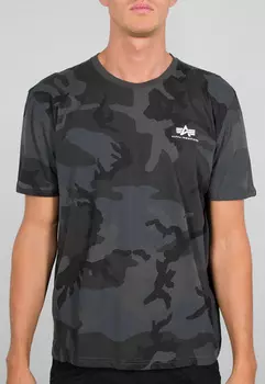 Alpha Industries Basic Small Logo Camo Футболка, черный/камуфляжный
