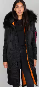 Alpha Industries Long Fishtail Дамы Куртка, черный