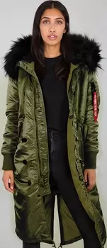 Alpha Industries Long Fishtail Дамы Куртка, зеленый/серый