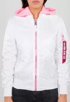Alpha Industries MA-1 Hooded Дамская куртка, белый/розовый