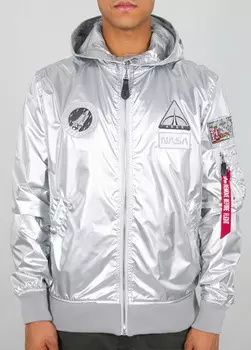 Alpha Industries MA-1 LW Hooded NASA Куртка, серебристый