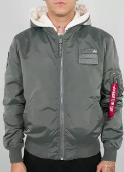 Alpha Industries MA-1 TT Hood Custom Куртка, зеленый/серый