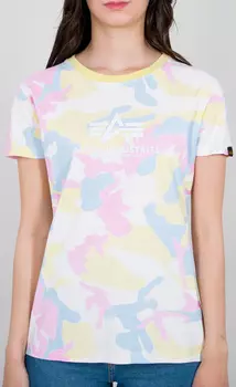 Футболка Alpha Industries New Camo Basic женская, желто-синяя