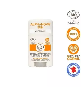 Alphanova, Sun, солнцезащитный стик White Shark, SPF 50+, 12 г