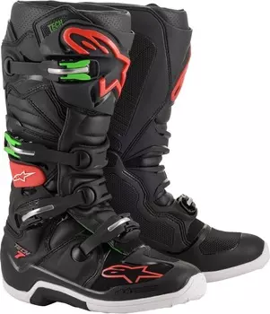 Alpinestars Tech 7 Ботинки для мотокросса, черный/красный/зеленый