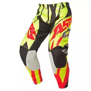 Alpinestars Techstar Мотокросс брюки 2015, желтый/красный