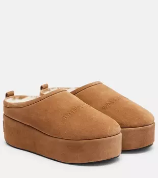 Аляскинские замшевые платформы-мюли Balenciaga, Brown/White