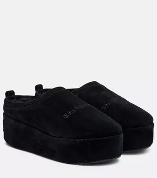 Аляскинские замшевые платформы-мюли Balenciaga, черный