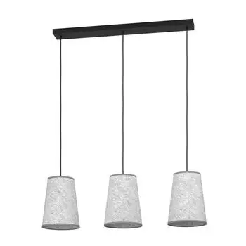 ALSAGER подвесной светильник стальной черный, фетровый серый E27 3X40W Д:91см Ш:21см В:110см с диммированием EGLO