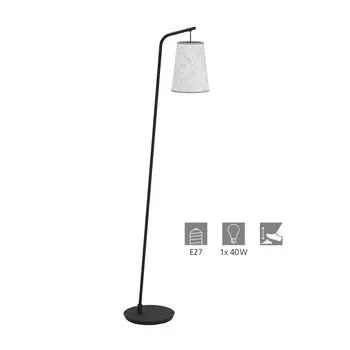 ALSAGER Торшер стальной черный, фетровый серый E27 1X40W Д:50,5см Ш:21см В:170см с ножным выключателем EGLO