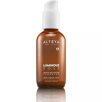 Alteya Organics Очищающее средство с светящейся розой, 120 мл, стеклянное гибридное средство для умывания с розовым маслом — для всех типов кожи